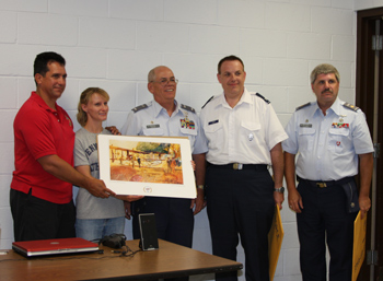 Billy O and Colleen with 1st Lt. James Longan, Beaver County Composite Squadron 704 commander; Col. Mark Lee, Pennsylvania Wing commander; and Maj. Gary Fleming, Group 6 commander